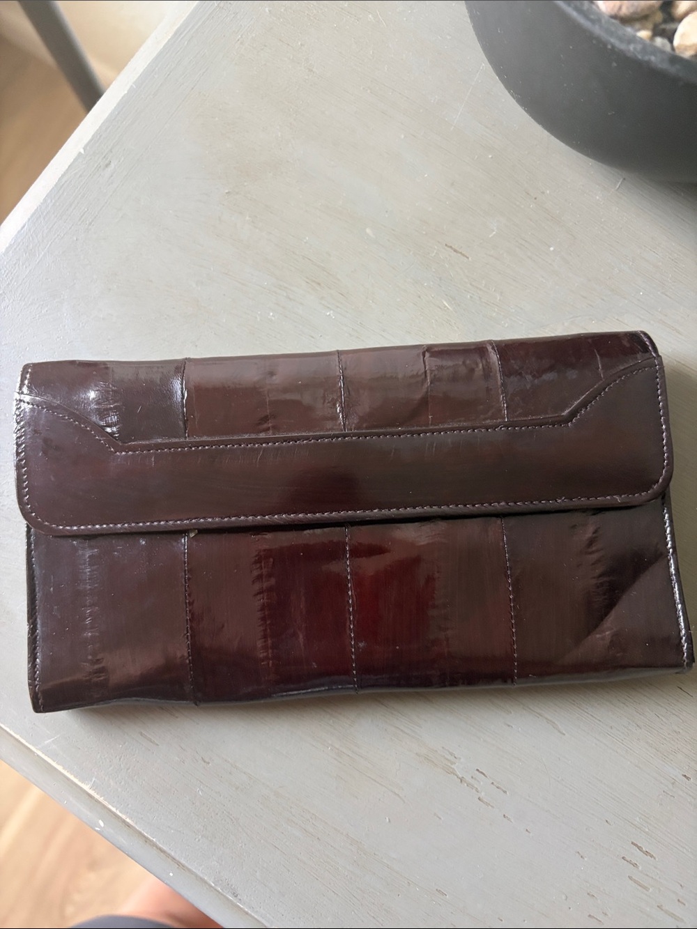 1980s Genuine Vintage Eel Skin Clutch Wallet